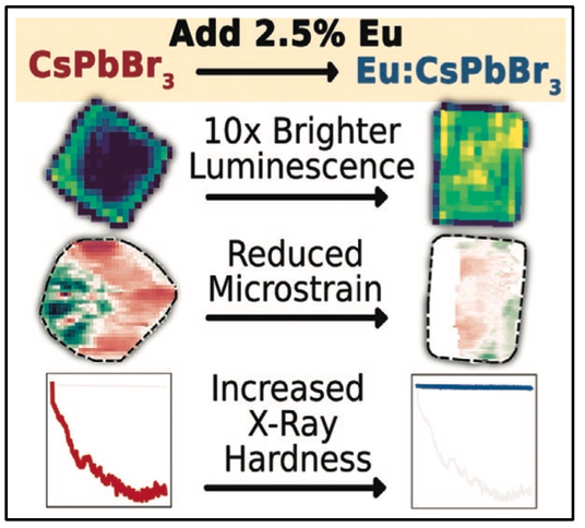 Europium Addition Reduces Local Structural Disorder and Enhances Photoluminescent Yield in Perovskite CsPbBr3